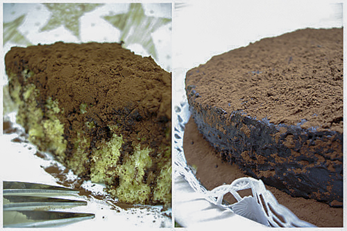 Полосатый трюфельный торт