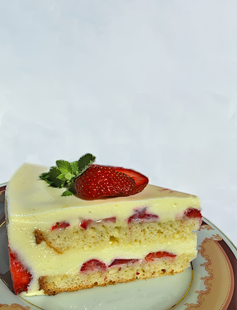 Торт с клубникой и муссом из белого шоколада