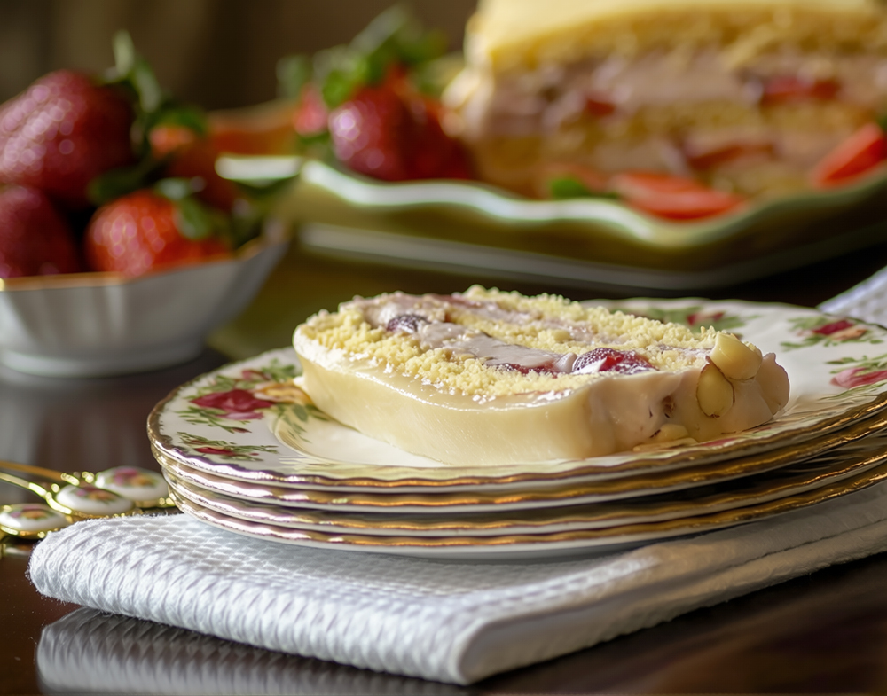 Торт с клубничным муссом и белым шоколадом