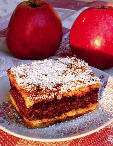 Яблочный пляцок с какао и кокосом