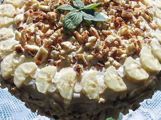 Наполеон с банановым кремом на сковороде