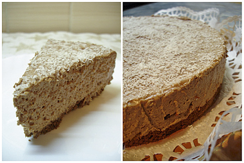 Шоколадный чизкейк с кокосом и бананами без выпекания