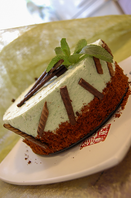 Шоколадный торт с мятным муссом
